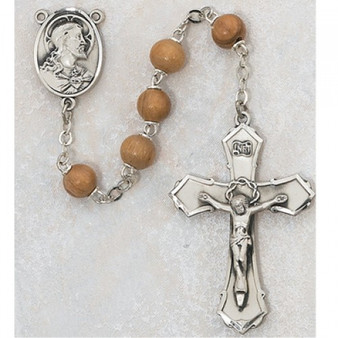 SS 7MM OLIVE WOOD ROUNC ROSARY