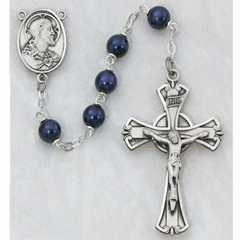 SS 7MM DARK BLUE ROSARY