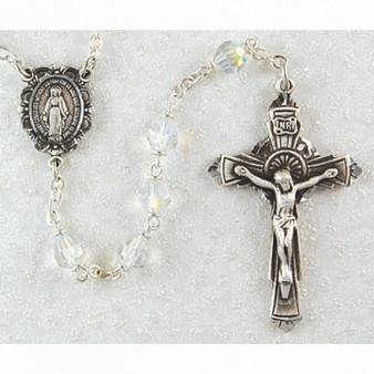 SS 6MM CRYSTAL TIN CUT ROSARY