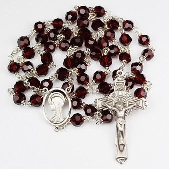 SS 7MM GARNET TINCUT ROSARY