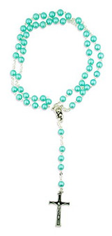 Colorful Italian Catholic Rosary - Robin Egg