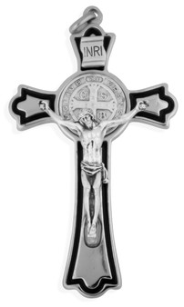 Large Saint Benedict Cross with Black Enamel Inlays