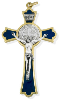 Latin-Style Saint Benedict Cross with Colored Enamel