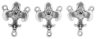 Traditional Fleur de Lis Rosary Center with Holy Trinity Symbol and Miraculous Medal (Pack of 3)