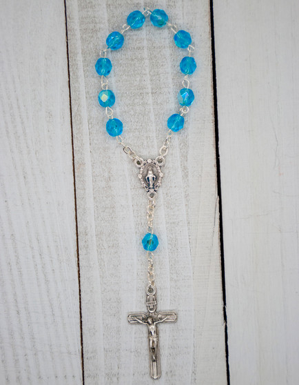4mm Crystal Traditional One Decade Rosary (Sky Blue)