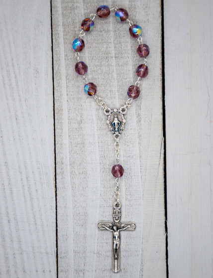 4mm Crystal Traditional One Decade Rosary (Purple)