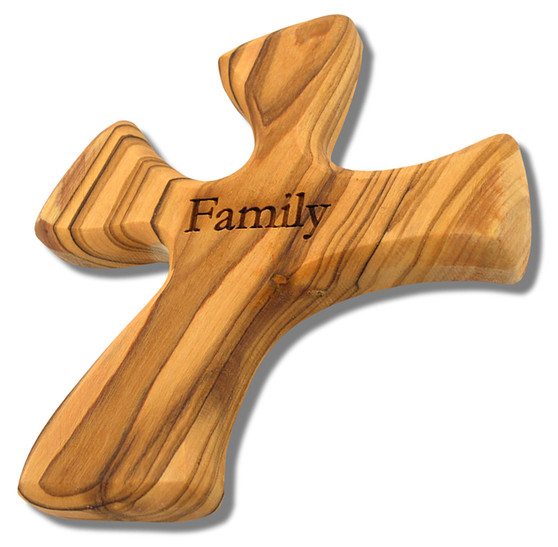 Olive Wood Prayer Cross - Fits Perfectly into Hand (Family)