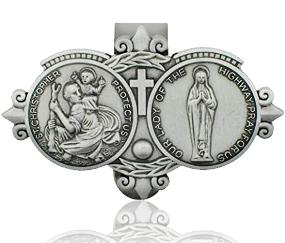 Traditional Catholic Visor Clip (Saint Christopher / Our Lady of the Highway)