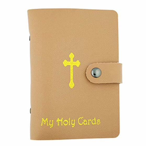 5" Leather Holy Card Holder (Tan)