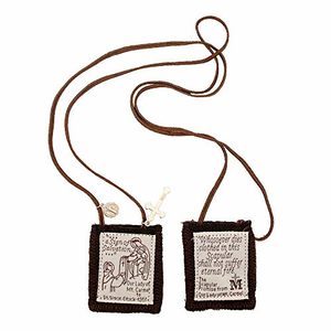 Catholic Holy Figure Saint Scapular (Traditional Brown) - Spanish listing