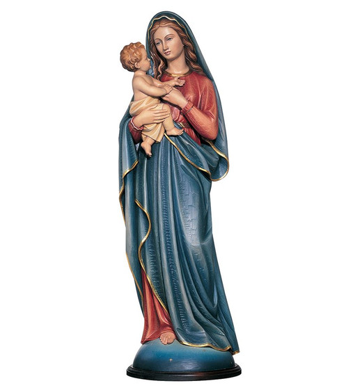 Hand Carved in Linden Wood or Fiberglass Our Lady and Child Statue | Made in Italy
