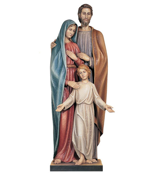Hand Carved in Linden Wood Holy Family Statue from Italy