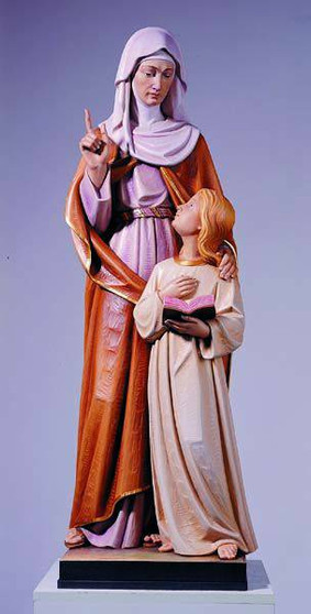 Hand Carved in Linden Wood St. Ann and Mary Statue | Made in Italy