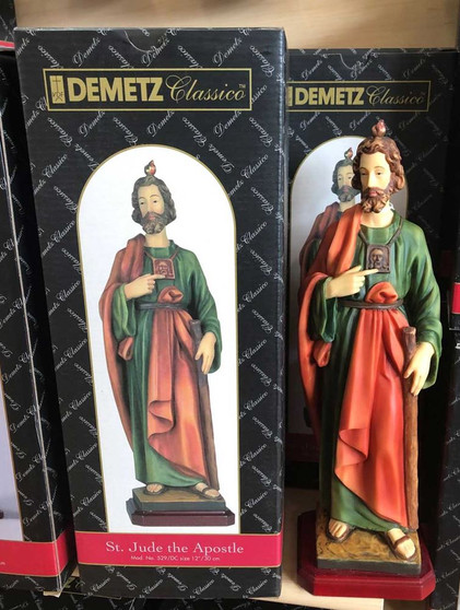 Hand Carved in Linden Wood St. Jude 12" Statue | Made in Italy