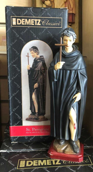 Hand Carved in Linden Wood St. Peregrine 8" Statue | Made in Italy
