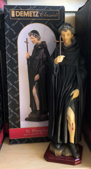 Hand Carved in Linden Wood St. Peregrine 12" Statue | Made in Italy