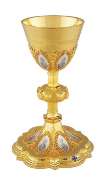 Sterling Silver and 24K Gold Plated Chalice with Apostles Accents – A Sacred Symbol of Faith and Unity