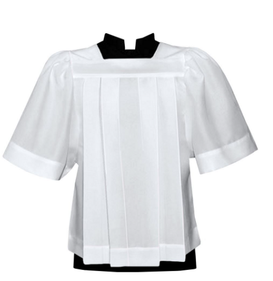 Refined Pleated Altar Server Surplice with Square Neck