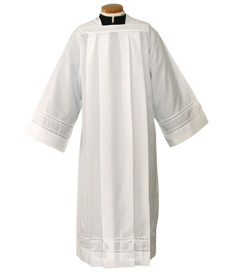 Grace Alb: Silky Smooth Poplin Clergy Alb with Lace Bands