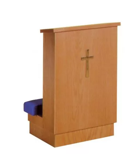 Graceful Contemplation Prayer Seat with Shelf and Padded Armrest