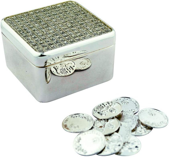 Blessed Union Wedding Set | 9 Coin Styles in Metal Boxes | Spanish Matrimony Ceremony