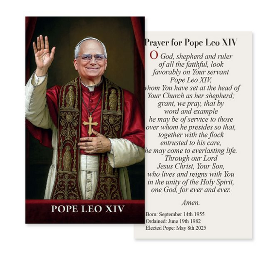 Pope Leo XIV Holy Card with Prayer- Art Touched Image
