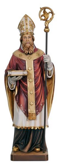 Saint Hugh of Lincoln Wood Painted Statue - 5.5 Inches