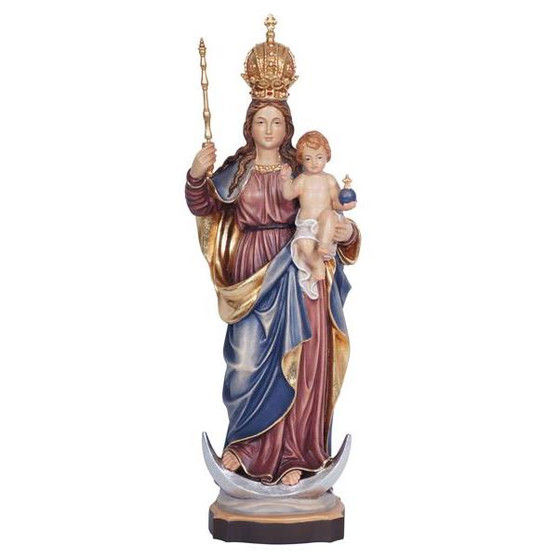 Madonna dei Miracoli Painted Wood Statue- 13 Inches