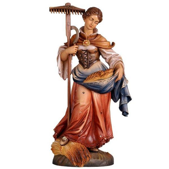 St. Notburga Painted Wood Made in Italy Statue - 7.5 Inches