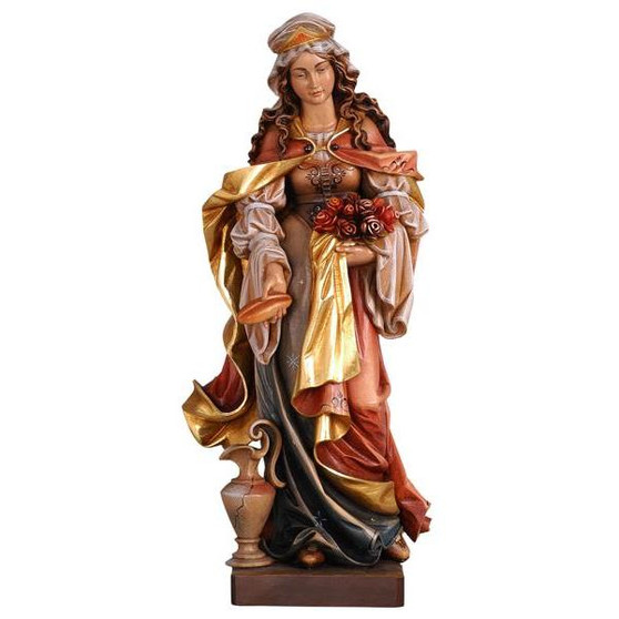 St. Elizabeth with Bread Painted Wood Made in Italy Statue - 24 Inches