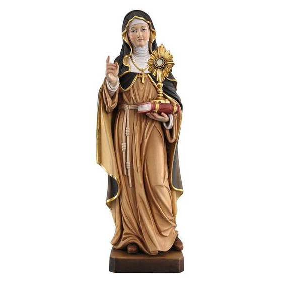 St. Clare with Monstrance Painted Wood Statue - 6 Inches