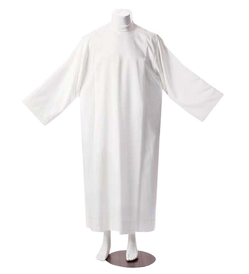 28 C/200 Tervilor Alb – Pure White Lightweight Clergy Alb | Summer-Weight Cotton-Poly Blend | Manantial Liturgical Vestment - X-Small