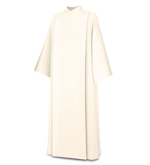 Slabbinck 11-54 Front Wrap Alb in Beige Pius Fabric – Lightweight Concelebration Alb for Priests, Deacons, and Lectors 
