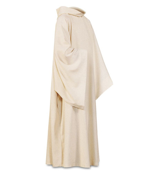 Sanctuary Alb in Beige Padre Fabric – 45% Wool, Washable Liturgical Vestment for Mass, Baptism, and Lectors -Large
