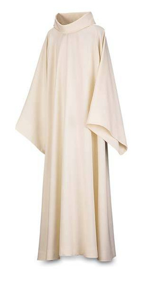 Sanctuary Alb in Beige Livorno Fabric by Slabbinck – Soft 55% Man-Made, 45% Wool, Easy Care Liturgical Vestment - Large
