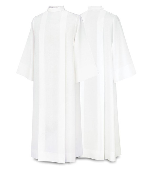 Server Alb in White Terlenka Fabric by Slabbinck – Washable, Crease-Resistant Alb for Altar Servers, Choristers & Lectors -Small
