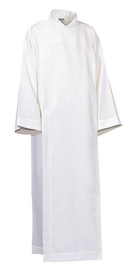 Abbey Brand Front Wrap Server Alb – 100% Polyester, Adjustable Velcro Waist, Comfortable Shaped Collar - Medium
