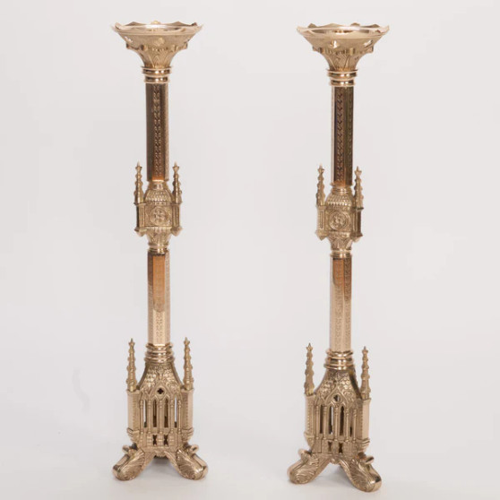 Gothic Candlestick | 31" Traditional Brass Altar Candlestick with 1 1/2" Sockets
 Gothic Candlestick | 31" Traditional Brass Altar Candlestick with 1 1/2" Sockets