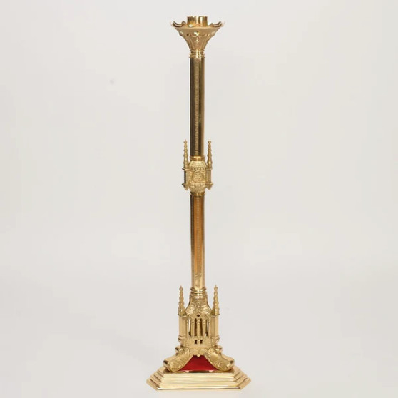 Paschal Candlestick | 48" Traditional Gothic Style Brass Paschal Candle Stand with 2 1/2" Socket