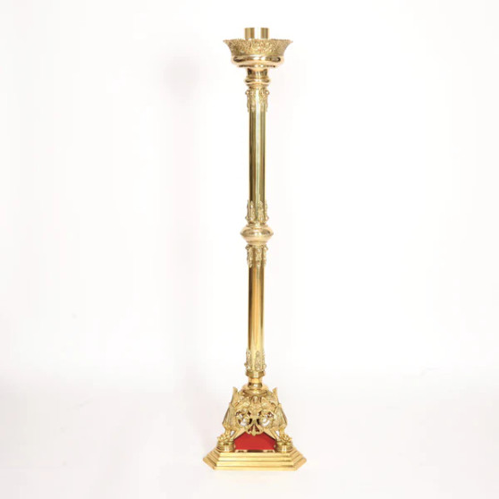 Paschal Candlestick | 58" Traditional Baroque Style Brass Paschal Candle Stand with 2 1/2" Socket
