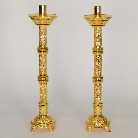 Gold Plated Candlestick – Elegant Church Altar Candle Holder