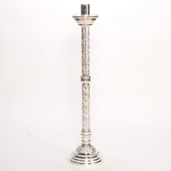 Silver Plated Paschal Candlestick – Elegant Altar Candle Holder for Liturgical Celebrations