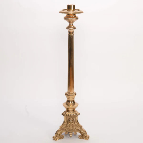 Holy Family Paschal Candlestick – Brass Church Candle Holder | Polished & Lacquered | Large Catholic Paschal Candle Stand | Matches Complete Altar Product Line
