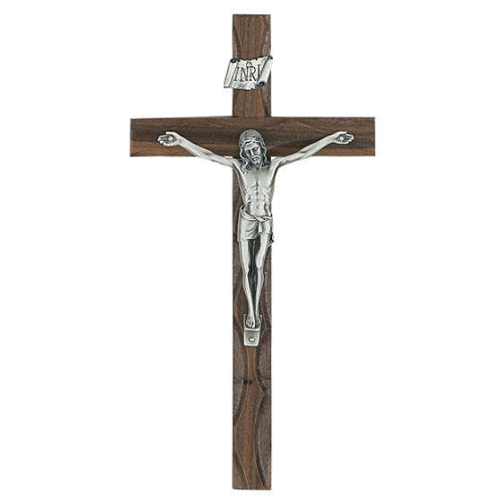 10" CARVED WALNUT CRUCIFIX