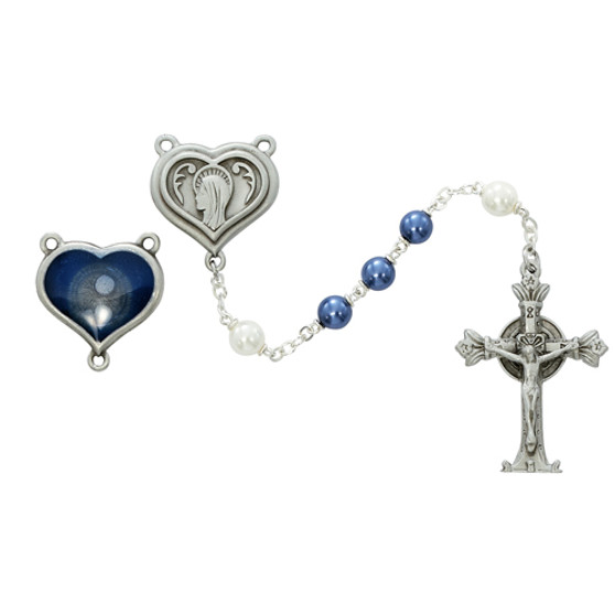 7MM PEWT BLUE AND PEARL ROSARY