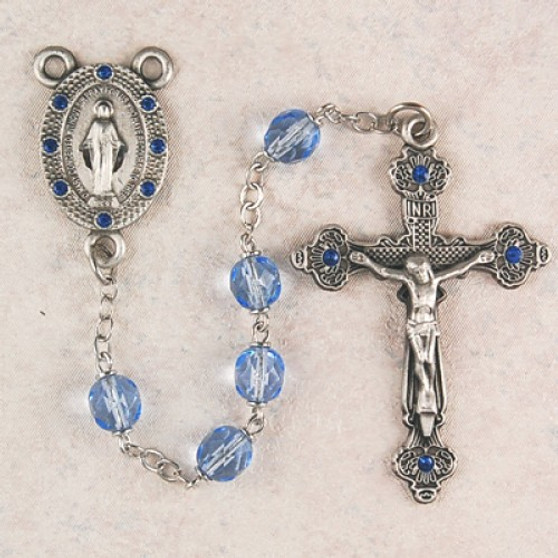 7MM BLUE ROSARY W/BLUE STONES