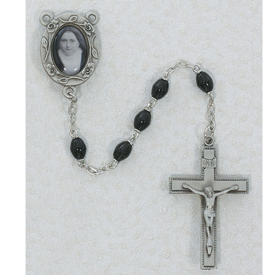 4X6MM BLACK ST THERESE ROSARY