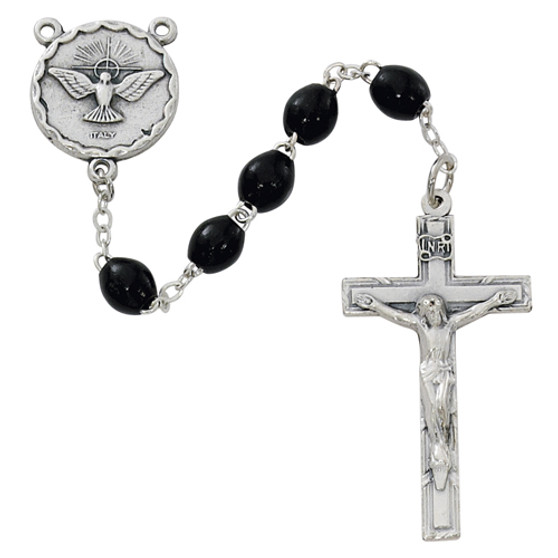 OVAL BLACK HOLY SPIRIT ROSARY