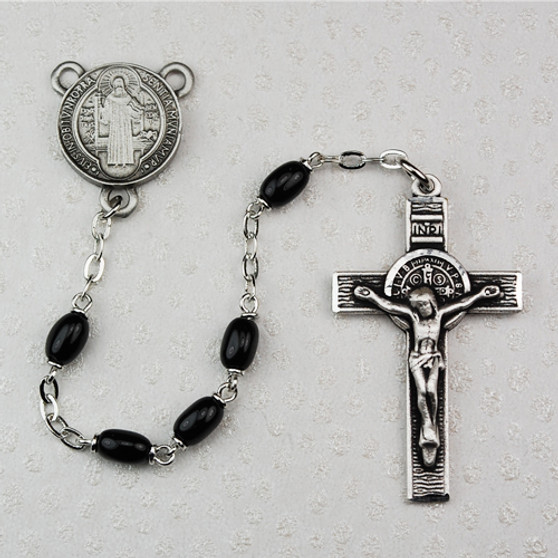 4X6MM BLACK ST BENEIDCT ROSARY