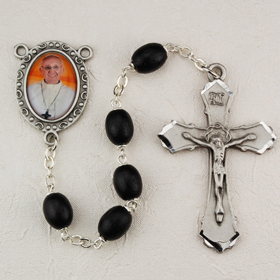 6X8MM BLACK BEAD POPE ROSARY